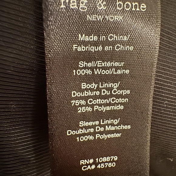 rag & bone Women's Tan Long Pea Coat - Picture 3 of 4